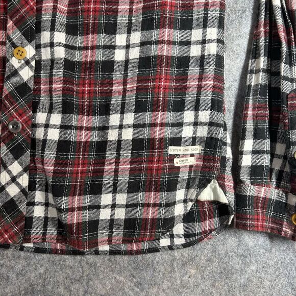 Scotch Soda Flannel Shirt Mens Small Red Plaid Button Down Woven In Japan - Picture 5 of 8